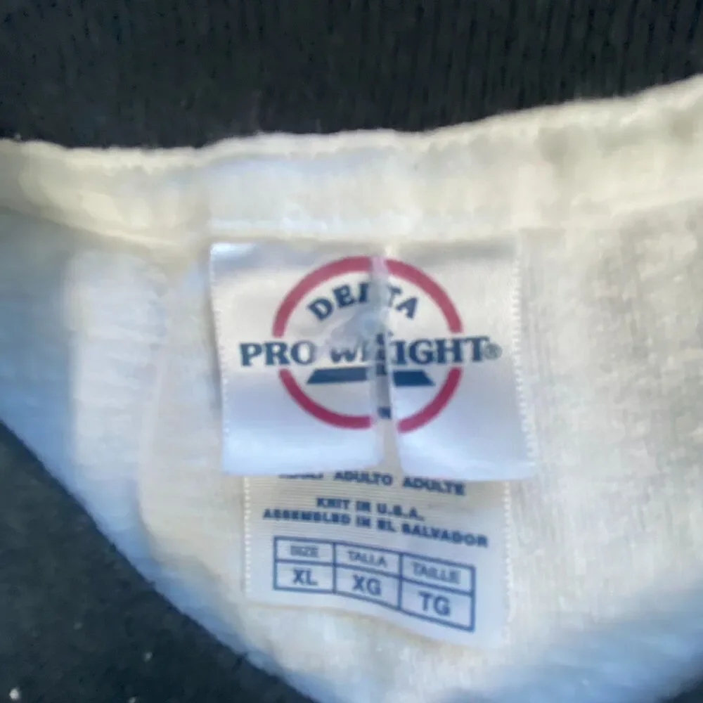 Delta Pro Weight Mens Ringer T Shirt White Black Trim Crew Neck Tee Size XL